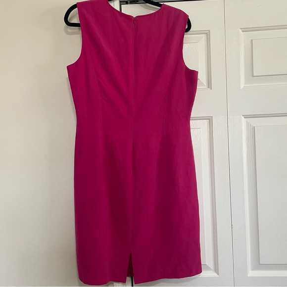 Jones New York Vintage Silk Linen Sheath Dress Size 14 Fuchsia Pink - Picture 6 of 8